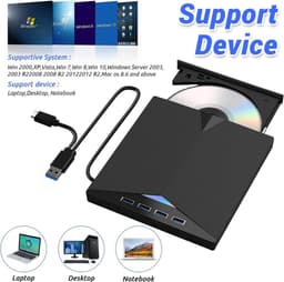 Externe Blu-ray speler - Optisch station - Films kijken - 7-in-1 functionaliteit - Slank en draagbaar - Zwart — thumbnail 5