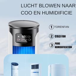Airco Ventilator - Persoonlijke Koeler - Ruimte Verkoeling - Stille Werking - 300ml Tank - Wit — thumbnail 3