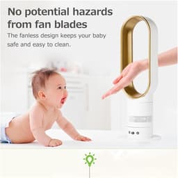 Vloerstaande Ventilator - Torenventilator Stille - Ruimte Koelen - Bladloos Veilig Ontwerp - 16 Inch - Goud — thumbnail 5