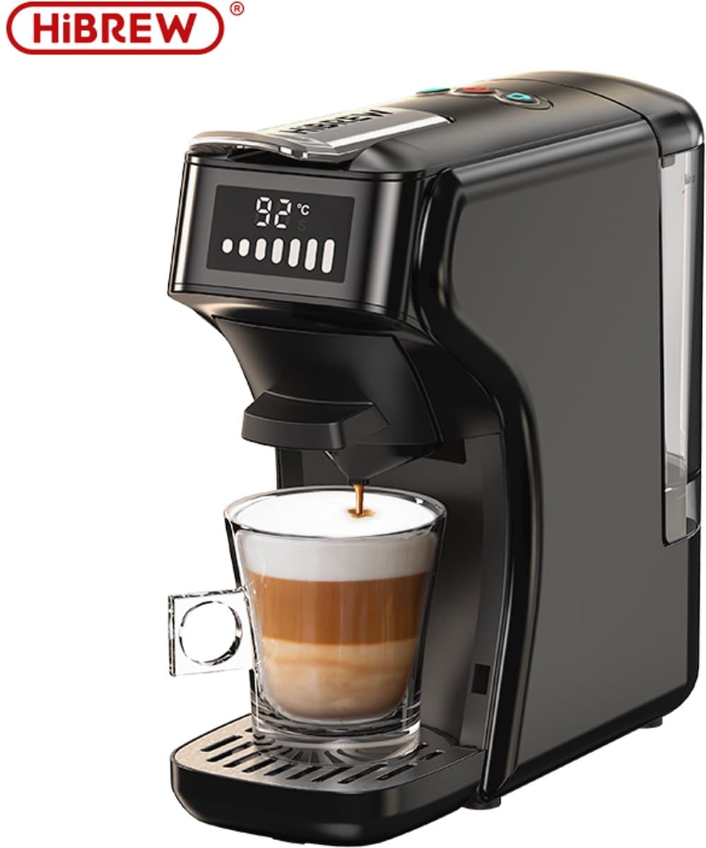 HiBREW H1B - 6 in 1 - Koffiemachine - Koffiezetapparaat - Multifunctioneel voor warm en koud - Kapsulekoffiezetapparaat - Voor Nespresso, Dolce Gusto, ESE & gemalen koffie - Zwart — afbeelding 1