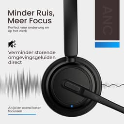 DynaBright - Draadloze Headset met Microfoon - Hoofdtelefoon voor Laptop en Computer - Noise Cancelling - Incl Oplaadstation - Koptelefoon - Computer Headset - Bluetooth 5.4 - Business Headset - USB-C — thumbnail 2