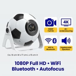 Ryoudavell - Voetbal Mini Beamer - Smart 1080P Full HD - 4K-Ondersteuning - 3000 lumen - WiFi & Bluetooth - Ingebouwde Speakers - Draagbare Thuisbioscoop - Autofocus — thumbnail 3