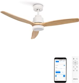 CREATE - Plafondventilator 40W silent 100% hout - Wit / Licht hout - Ø112cm - Met licht - WIFI + Afstandsbediening - WIND STYLANCE — thumbnail 1