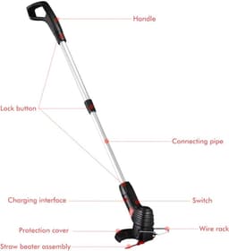 Elektrische Grasmaaier - Draadloos Trimmer - Tuin Onderhoud - Lichtgewicht Ontwerp - 75 cm - Zwart/Bruin — thumbnail 4