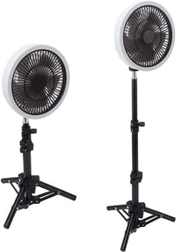 Oplaadbare Ventilator - Staande Fan - Buiten Gebruik - Draaibare Kop - Verticale Poot - Wit Zwart — thumbnail 5