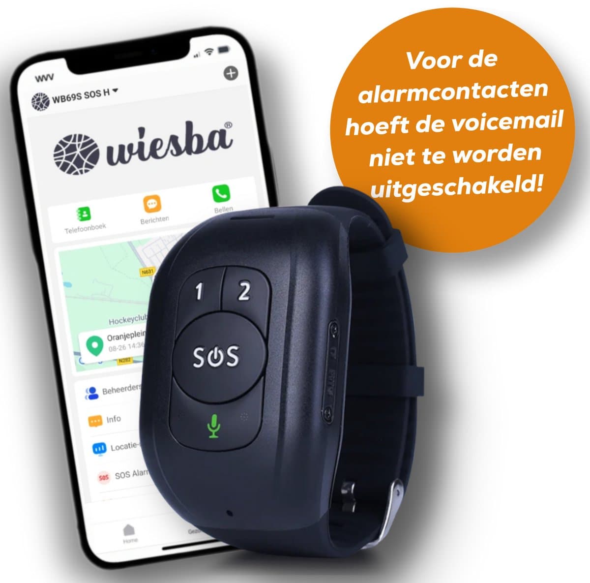 Wiesba WB62S SOS-Knop - GPS Horloge Senior - Smartwatch voor Ouderen - Persoonlijke alarmen - alarm horloge ouderen - GPS Horloge Alzheimer - Valdetectie - Persoonlijk alarm — afbeelding 1