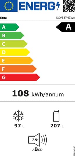 ETNA KCV587NZWA - Koel-en vriescombinatie - Vrijstaand - Zwart - Energielabel A - 304l - Super Freeze - 35 dB - LED verlichting — thumbnail 5