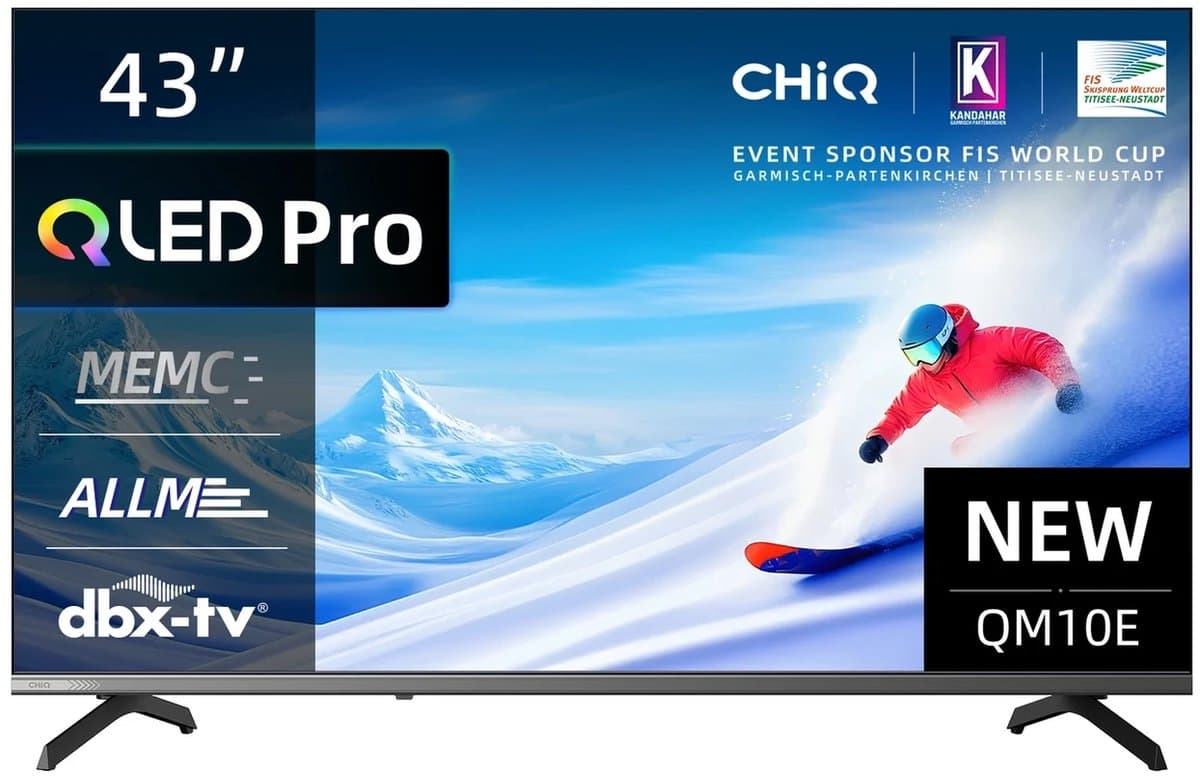 CHiQ U43QM10E – 43 inch 4K QLED Smart TV – Google TV – Dolby Vision & Dolby Audio – HDMI 2.1 – WiFi & Bluetooth — afbeelding 1