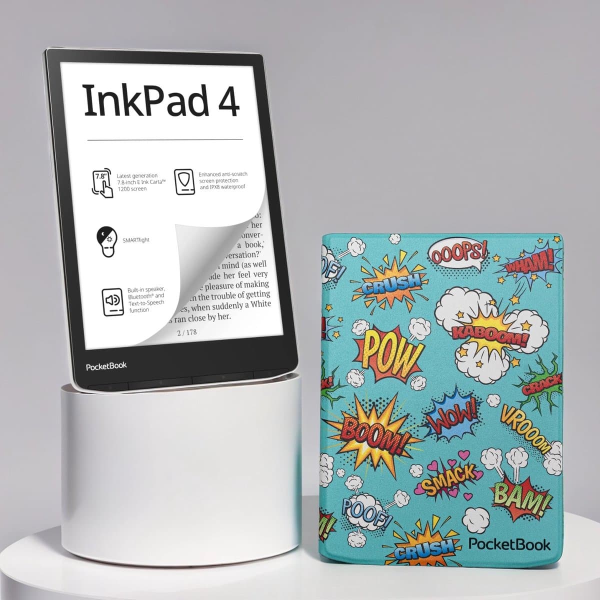 PocketBook InkPad 4 e-reader – 7.8 inch – 32 GB – waterdicht + Comic Flip Cover – voordeelbundel — afbeelding 1