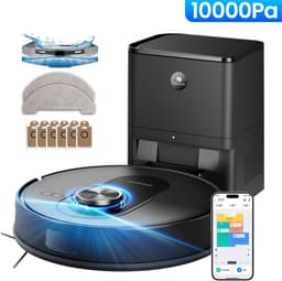 Proscenic Q8 Max+ - Robotstofzuiger met Dweilfunctie - Robotstofzuiger met Reinigingsstation - 10,000 Pa Zuigkracht - Objectdetectie en Vermijding - Automatisch Leegstation - LiDAR Navigatie — thumbnail 1