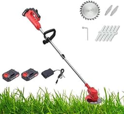 Draadloze grasmaaier - Elektrische trimmer - Gazon onderhoud - Inclusief accu - 95-125 cm verstelbaar - Rood — thumbnail 5