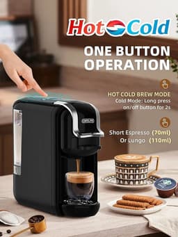 DailyDamaar koffiezetapparaat - Koffiemachine - Espressomachine - Koffie capsules - 4 in 1 - Cappuccino - 11x24,5x24,5 cm - Zwart — thumbnail 2