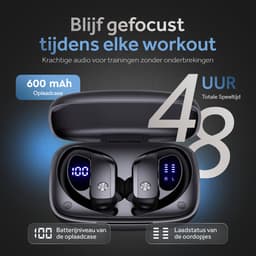 EDSYS Draadloze Sport Oordopjes - Bluetooth Wireless Earbuds - Sport Oortjes Draadloos - Noise Cancelling - In-Ear - Waterdicht - Hardloop & Fitness - USB-C - Zwart — thumbnail 2