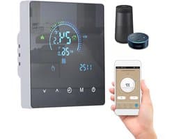 Slimme Thermostaat - Temperatuurregelaar Wifi - Energie Besparen - Programmeerbare Schema's - Touchscreen Display - Zwart