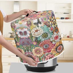 Apparaat Hoes - Keukenmachine Deksel - Apparaten Beschermen - Met Opbergvak - 8 Liter Model - Bloemenprint Roze — thumbnail 3