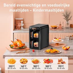 OKYUK Airfryer / Heteluchtfriteuse - Dubbele Compartimenten 5L+5L (10L Totaal) - Met Kijkvenster - 2600W - 80-200°C — thumbnail 3