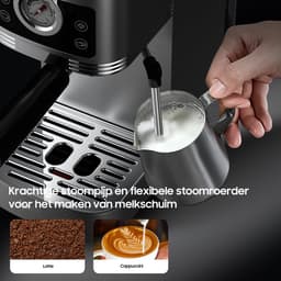 AIMASON CM1660 20 bar Italiaanse pompdruk espressomachine - 1350W hoog rendement professionele koffiemachine voor thuis - 1,3L watertank - met stoompijp, manometer en instelbare uittreedhoeveelheid - RVS — thumbnail 3