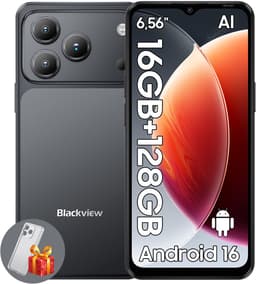 Blackview WAVE 7C Smartphone - 4G AI - DUAL SIM - 16GB RAM - 128GB ROM - Android 16 Telefoon - 6,56 inch - 5000mAh - GPS - Zwart — thumbnail 1