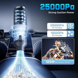 Handstofzuiger Draadloos 25000Pa – 4-in-1 Autostofzuiger – HEPA Filter – 25 Min Batterijduur — thumbnail 3