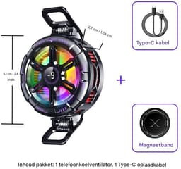 longziming -Mobiele Telefoonkoeler - Magnetische Absorptie - Koelt Snel -gestuurde Ventilatie En Digitale Temperatuurweergave - 1 Stuk - Universeel - voor gamen en video kijken - Zwart — thumbnail 3