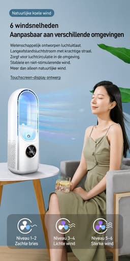 CYRO - Luchtkoeler - Koelventilator - Ventilator - Elektrisch - Kleine Airco - Elektrisch - 6 Snelheden - Airconditioning - Wit — thumbnail 5