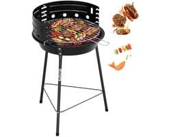 Homelux Draagbare houtskoolgrill - Met windscherm - BBQ - Hoogte verstelbare - Driepoot campinggrill voor tuin - Balkon en buitengebruik