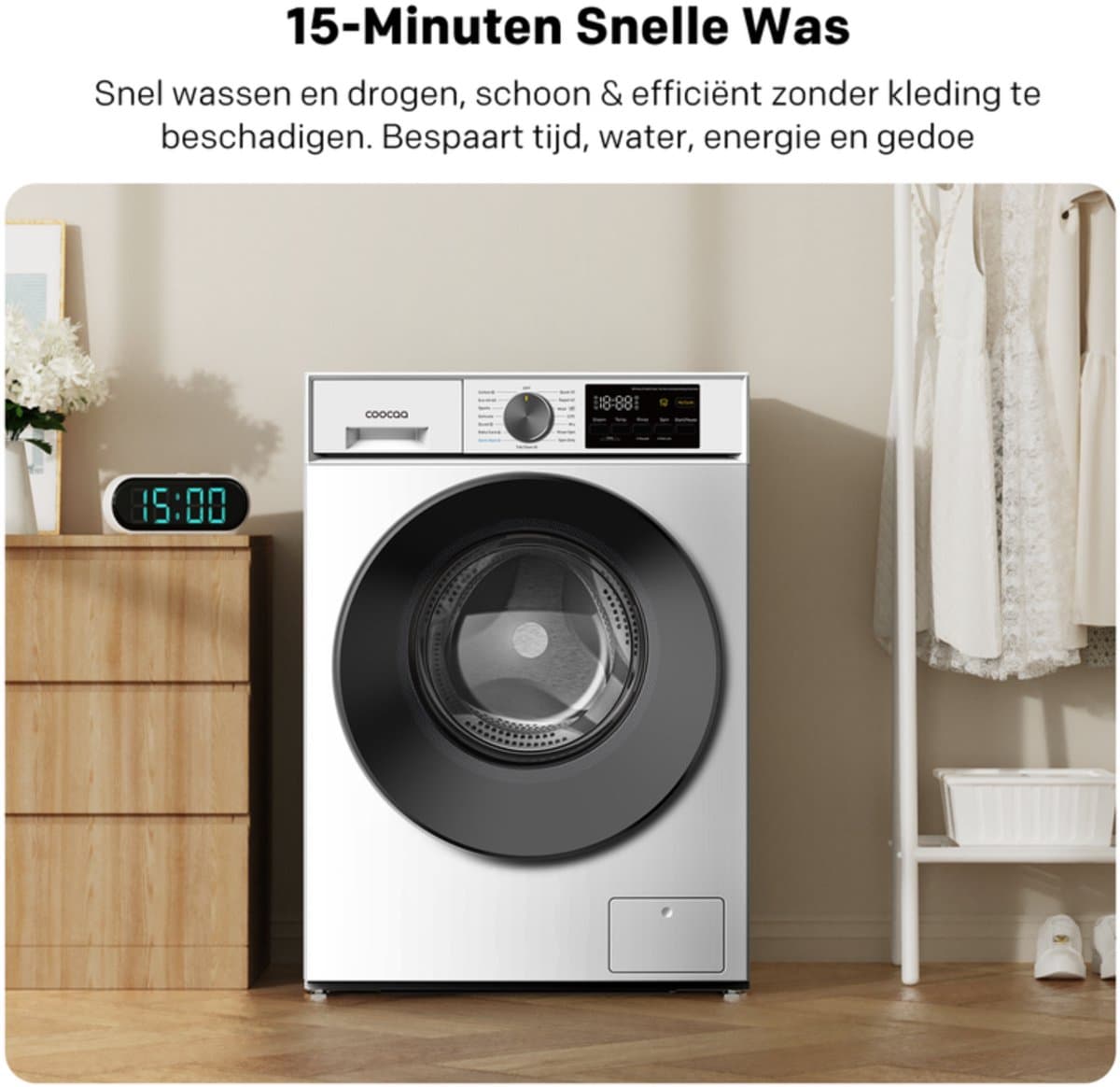 coocaa Galaxy A3-serie voorlader-wasmachine, 7 kg, BLDC-motor, A-10% energieklasse, bacterieverwijderingssysteem, stoomwassen, snelwas 15 min, kinderslot, 15 programma’s, eindtijd uitstel, babyverzorgingsfunctie [Energieklasse A] F702A3AВC0 — afbeelding 1