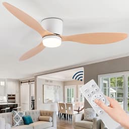 Damenzo - Ventilator - Ventilatoren - Ventilator plafond - Plafondventilator - Plafond ventilator met verlichting - 132 cm - Hout — thumbnail 2