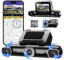 AZDOME M660 2.5K 4CH 360° Dash Cam, Ingebouwde 128GB eMMC, 4 Camera's (voor + achter + links + rechts), GPS, 5G WiFi, 3" Touchscreen, G-Sensor & IR Nachtzicht - Professionele Auto Beveiliging - Haarscherpe Nachtzicht - Dashcam Auto 2026 Model — thumbnail 1