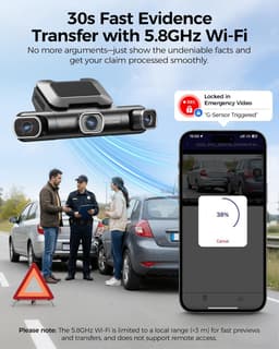 AZDOME M660 2.5K 4CH 360° Dash Cam, Ingebouwde 128GB eMMC, 4 Camera's (voor + achter + links + rechts), GPS, 5G WiFi, 3" Touchscreen, G-Sensor & IR Nachtzicht - Professionele Auto Beveiliging - Haarscherpe Nachtzicht - Dashcam Auto 2026 Model — thumbnail 5