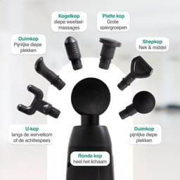 Massage Gun - Spierherstel Apparaat - Spierontspanning Herstel - 6 Massagekoppen - 28 cm - Zwart — thumbnail 3