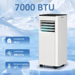 Sogiol - Mobiele Airco - Draagbare Airconditioner - 4-in-1 Koelen ontvochtigen ventilator en slaapstand - 7000 BTU - voor 26 m² - met Afstandsbediening - 51 dB - Wit — thumbnail 5