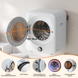 RAYOFIwasdroger – Wand- of staand model – 8 programma's – Capaciteit: 3 kg – Gemaakt van ABS en staal – 1350 watt zuigkracht met 8 programma's en een NTC-sensor, geluidsniveau vanaf 65 dB – Afmetingen: 53,5 x 42 x 65 cm – Wit — thumbnail 4