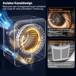 RAYOFIwasdroger – Wand- of staand model – 8 programma's – Capaciteit: 3 kg – Gemaakt van ABS en staal – 1350 watt zuigkracht met 8 programma's en een NTC-sensor, geluidsniveau vanaf 65 dB – Afmetingen: 53,5 x 42 x 65 cm – Wit — thumbnail 5