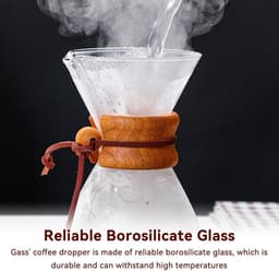 Dailygoods- Koffiezetapparaat 800 ml - Dubbel Filter - Glazen Koffie Karaf - V-vormige Tuit - Hittebestendige Houten Hoes - Nauwkeurige Schaalverdeling - Koffiekan — thumbnail 2