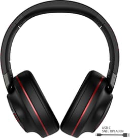 PowerLocus MoonFly Koptelefoon Over-Ear met Passief Noise Cancelling, Draadloze Hoofdtelefoon, Voice Assistant Activation - Zwart/Rood — thumbnail 4