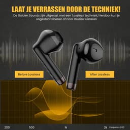 Golden Sound draadloze oordopjes - Bluetooth oordopjes - Earbuds - Draadloze oortjes - Sport oordopjes - Earpods - Geschikt voor elke smartphone en laptop - Zwart — thumbnail 4