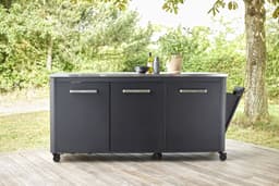 Cozze® Outdoor Kitchen - Buitenkeuken BBQ Station - Verrijdbaar - RVS Werkblad - Opklapbare Zijtafels - 180 cm — thumbnail 4
