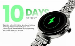 HiFuture Aura Smartwatch dames, 1,08 inch roestvrijstalen AMOLED-display, Stappenteller, Hartslagmeter, polshartslagmeter, echte Sp02-sensoren, IP68 waterdicht, activiteitenteller, magnetische lading compatibel met Android en iOS, kleur (Zilver) — thumbnail 3