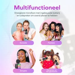 BP® Karaoke Microfoon Bluetooth - Karaoke Set - Karaoke voor Kinderen en Volwassenen - Draadloze Microfoon - 5 Stemvervormers - Echo - Met Speaker - LED Licht - Nederlandse Handleiding — thumbnail 5