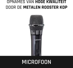 Lenco Microfoon Draadloos - Microfoon -MCW-011BK - Draadloze Microfoon met 6,3 mm ontvanger - Plug & Play - Zwart — thumbnail 4