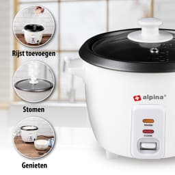 alpina Rijstkoker - Anti-aanbaklaag - Warmhoudfunctie - 0.6 L - 300W - Wit — thumbnail 4