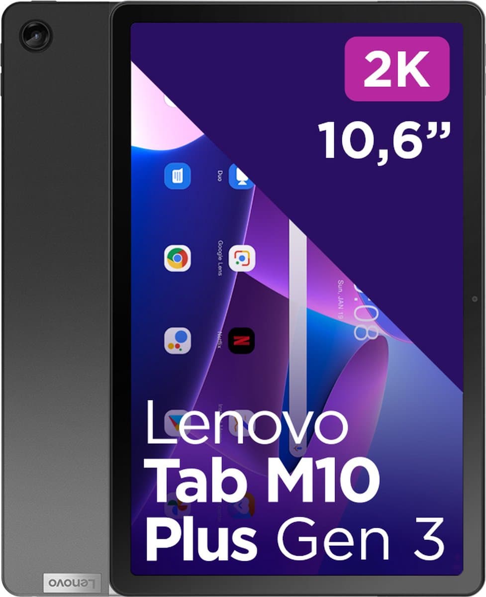 Lenovo Tab M10 Plus (3de generatie) – 128GB opslag – WiFi – Grijs — afbeelding 1