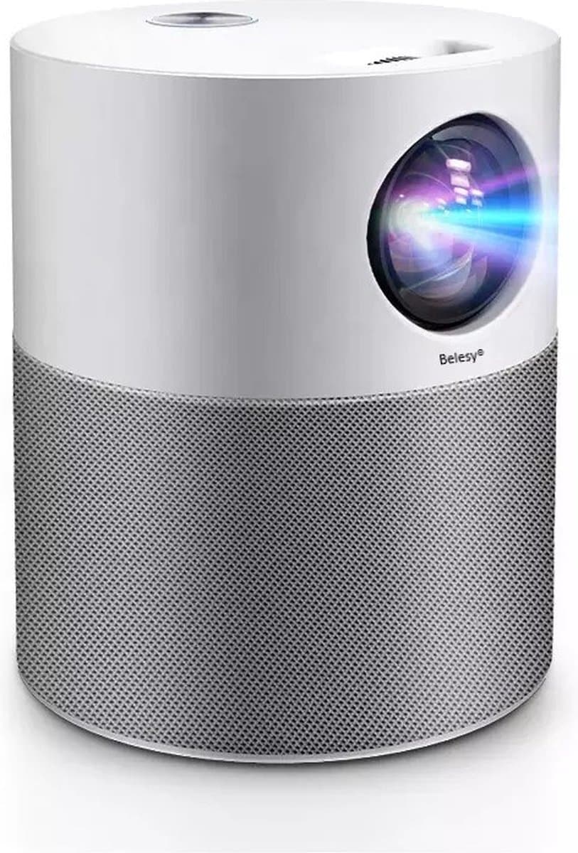 Belesy® Beamer Projector M35 - Mini Beamer - Wit – Full HD Support – Wifi – Android 9.0 – 4.000 Lumen – Contrast 10.000:1 – Beamers - Projectie 30 tot 200 inch - Cadeau - WK 2022 - Moederdag — afbeelding 1