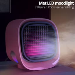 Bewello® - Mini Ventilator voor Bureau - USB Ventilator met Luchtkoeler - Kleine Tafelventilator Airco - Roze - Mobiele Water Aircooler - met LED moodlight - Fluisterstil — thumbnail 5