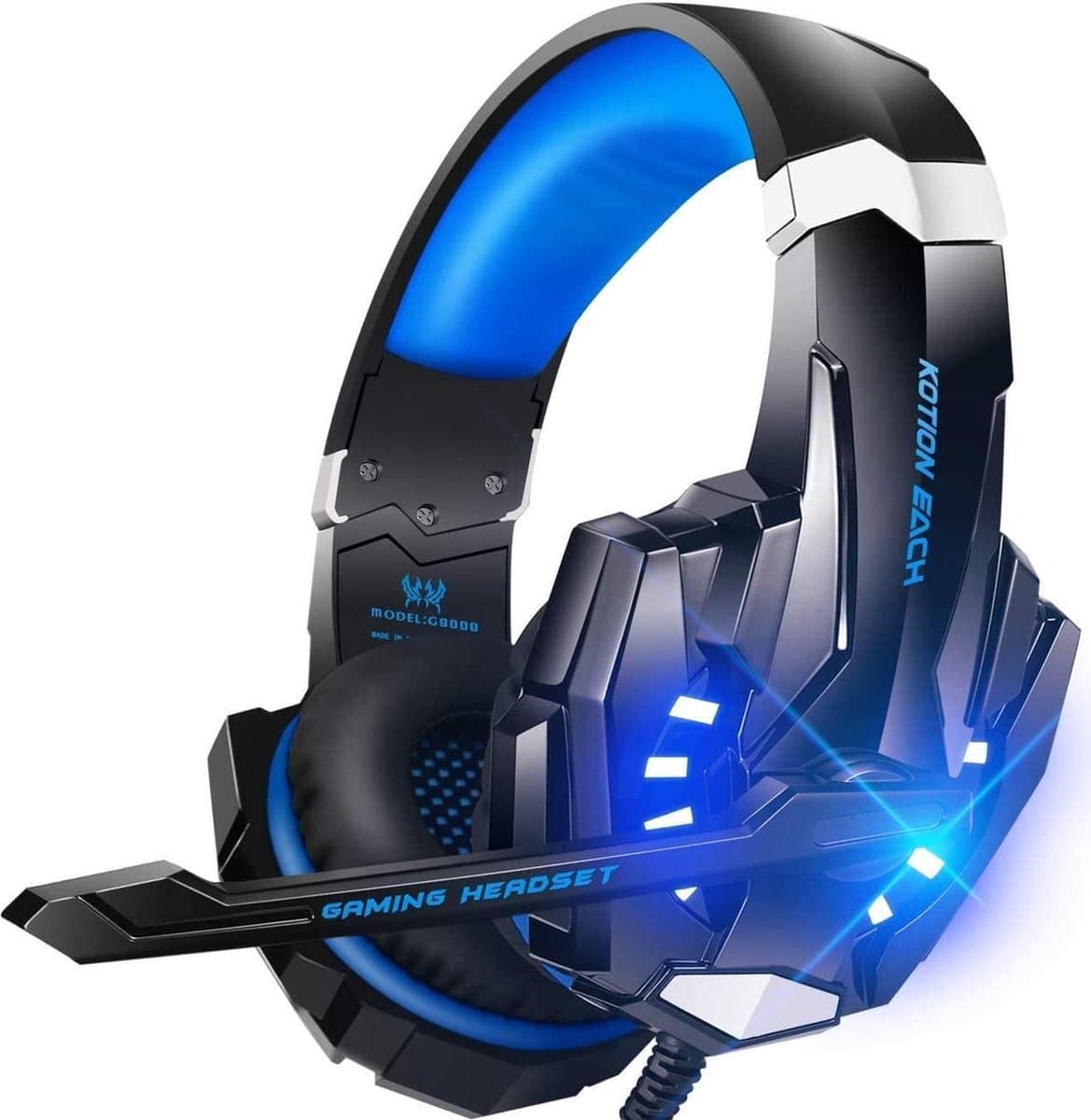KOTION EACH G9000 Gaming Headset - PS4, laptops - Zwart/Blauw — afbeelding 1