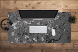 Muismat XXL 120x60 cm - Bureau onderlegger - Bureau mat Amandelbloesem - Van Gogh - Zwart Wit - Bureaumat - Gaming mousepad xl - Bureaulegger groot - Computer deskmat — thumbnail 3