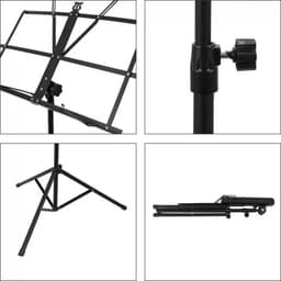 Muziekstandaard Met Tas - Opvouwbaar - Opklapbare Bladmuziek Lessenaar Houder Statief - Muziek Staander Hoog - Zwart — thumbnail 3