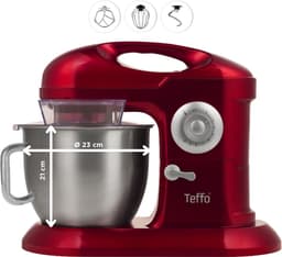 Teffo stand mixer - keukenmixer - rood - 7 liter - 10 standen - 1200 watt — thumbnail 3