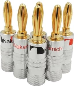 Nakamichi Banaanstekker 8 stuks - Hoge kwaliteit banaanstekkers / luidspreker stekker 4 mm - 24k verguld — thumbnail 1